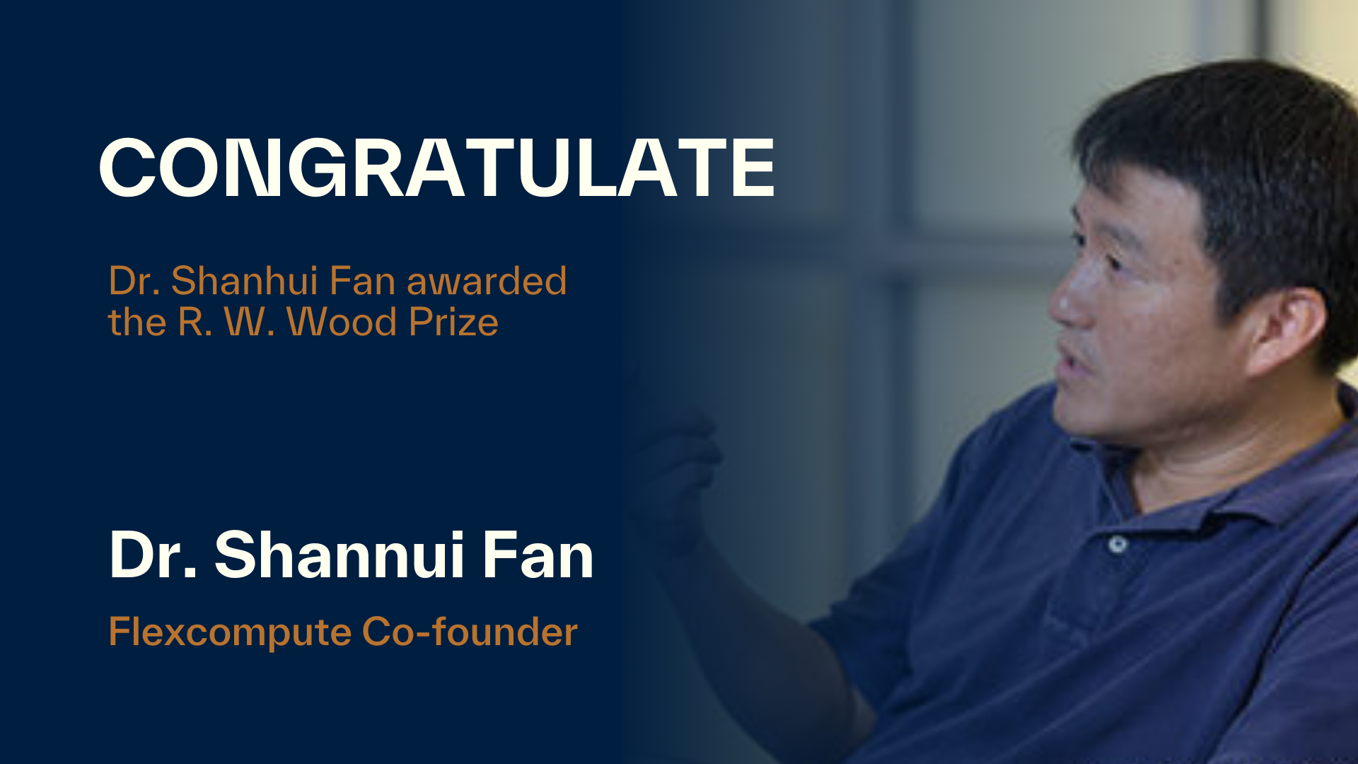 Flexcompute Co-founder Dr. Shanhui Fan Awarded the R. W. Wood Prize